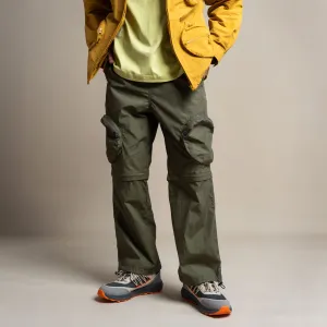 C by camel active Unisex Detachable Cargo Trousers in Baggy Fit with Multiple Pockets in Olive Cotton Blend 300-AW24C0909