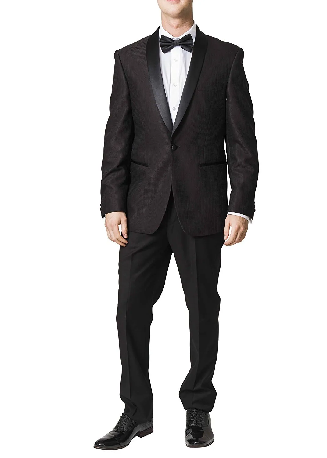 Caravelli Men's Formal Regular Fit Diamond Design Shawl Collar Tuxedo Suit Set