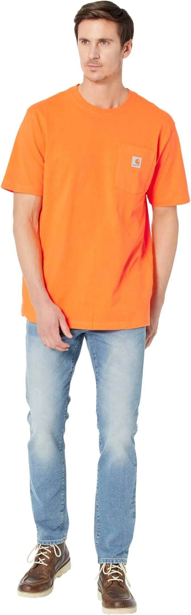 Carhartt Loose Heavyweight Pocket Short Sleeve T-Shirt in Brite Orange