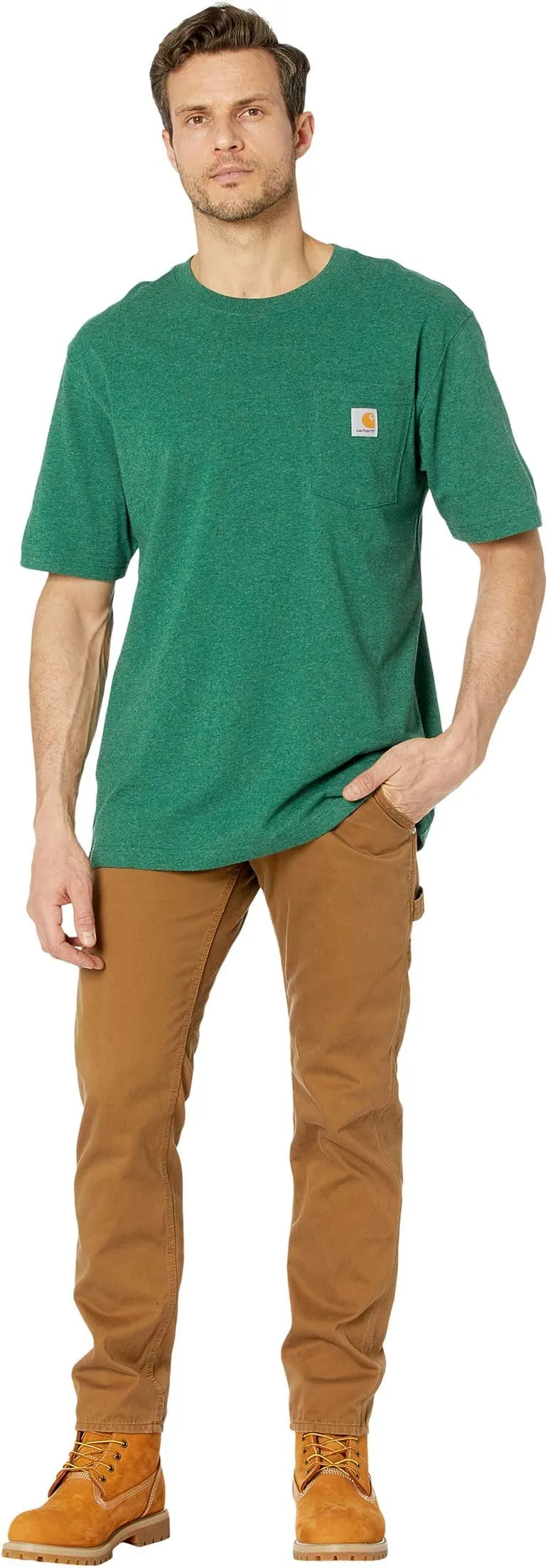 Carhartt Loose Heavyweight Pocket Short Sleeve T-Shirt in North Woods Heather
