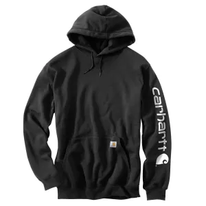 Carhartt Men's Black Midweight Signature Sleeve Logo Hooded Sweatshirt