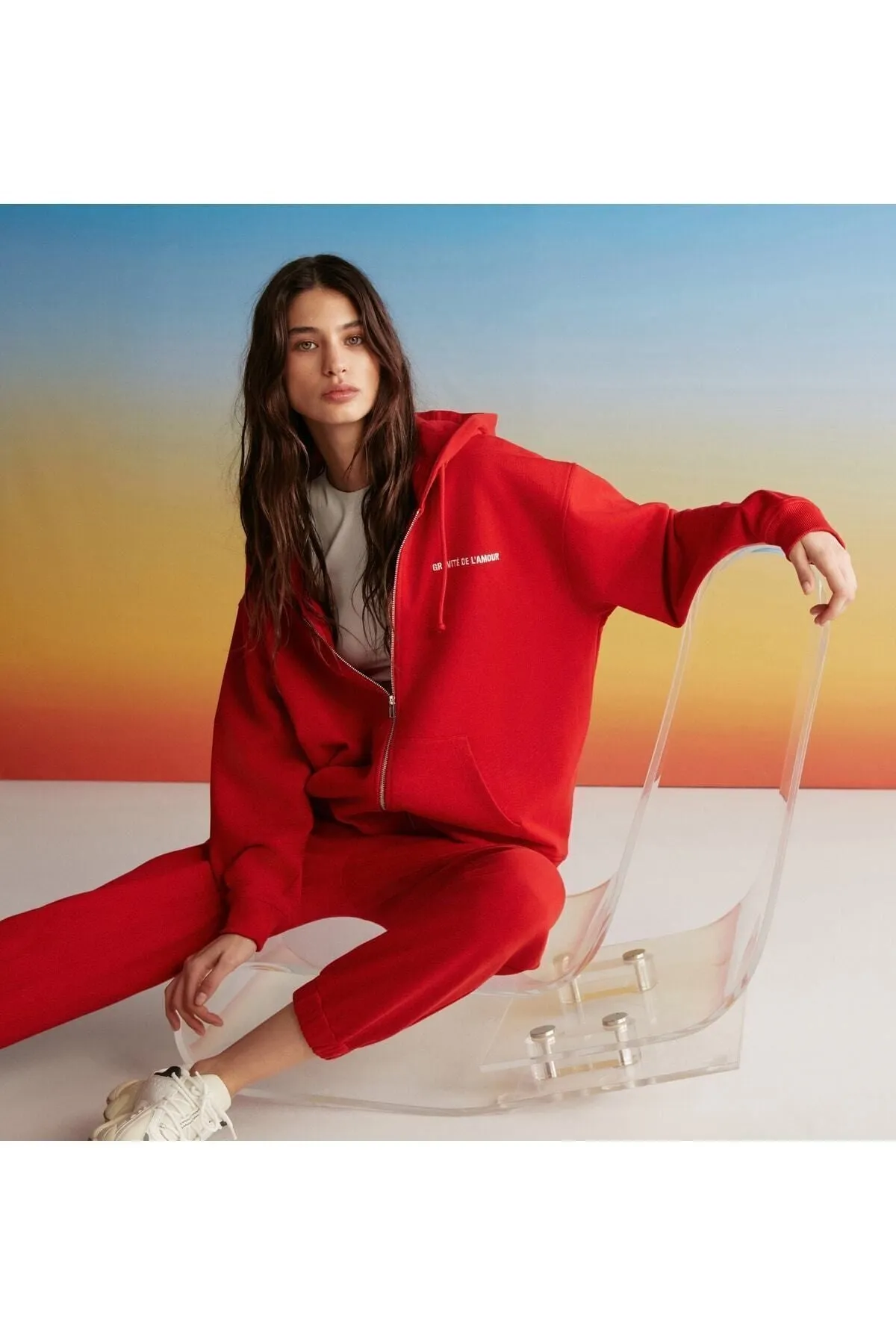 Carroline women comfortable cutting embroidery waist and trotters with rubber red tracksuits six
