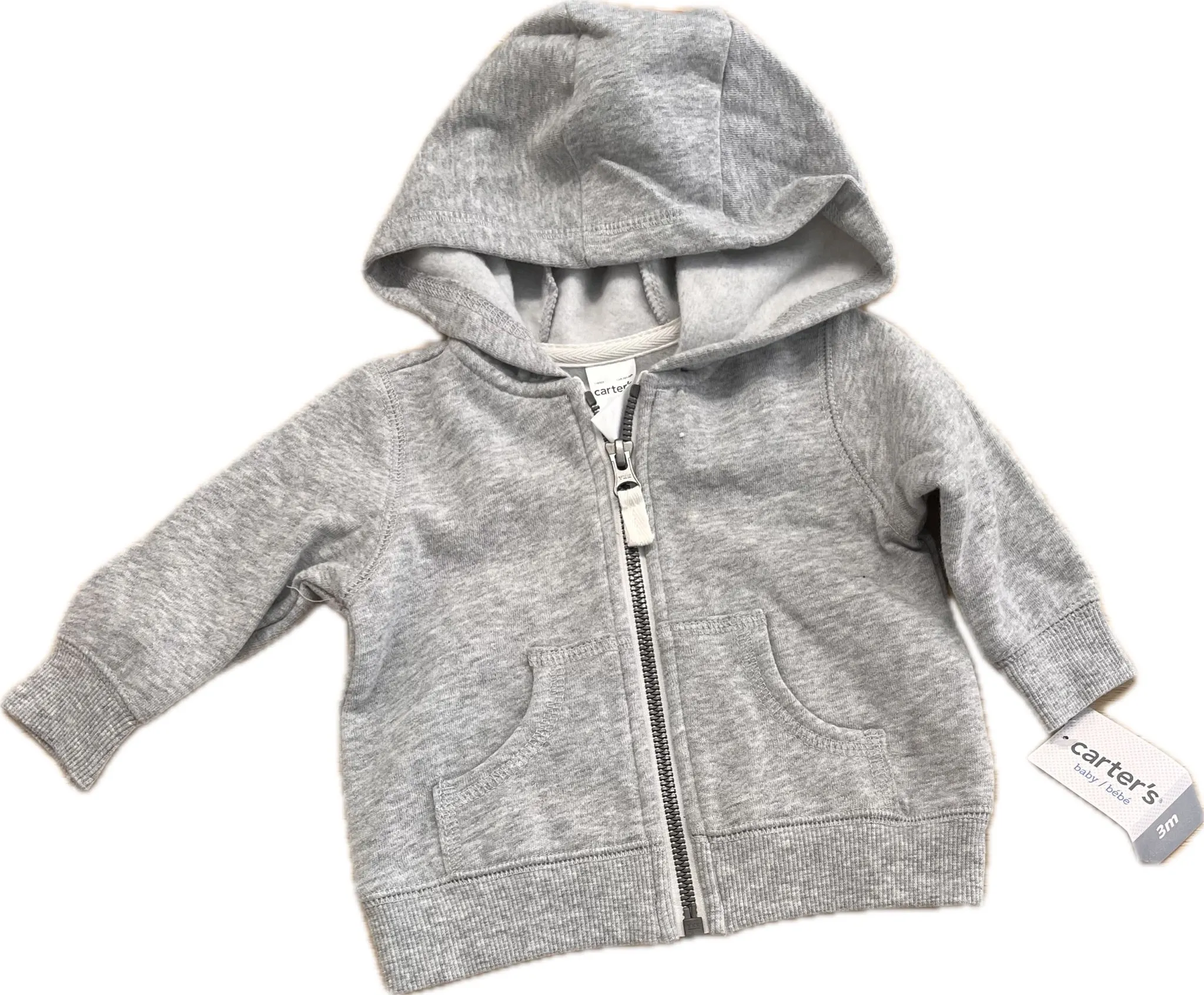 Carter’s Grey Sweatshirts – 3 Months (New with Tags, Hooded Zip-Up Style)
