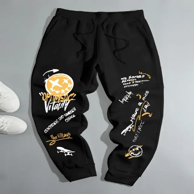 Cartoon & Letter Graphic Drawstring Waist Sweatpants