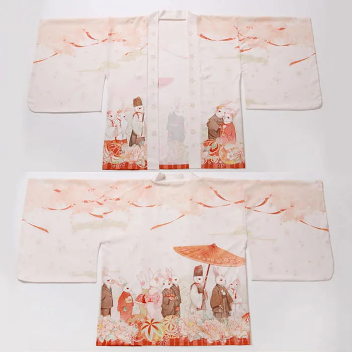 Cartoon Bunny Loose Cardigan Kimono Outerwear