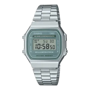 Casio Men's Watch Vintage Collection Digital, Blue Dial With Silver Stainless Steel Strap, A168WA-3AYDF