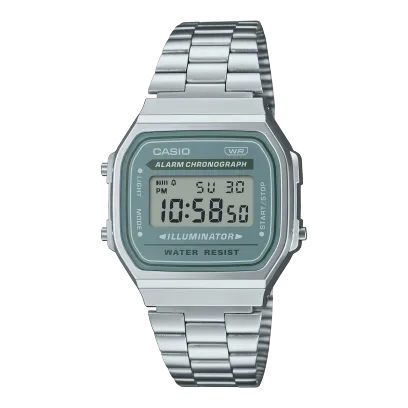 Casio Men's Watch Vintage Collection Digital, Blue Dial With Silver Stainless Steel Strap, A168WA-3AYDF