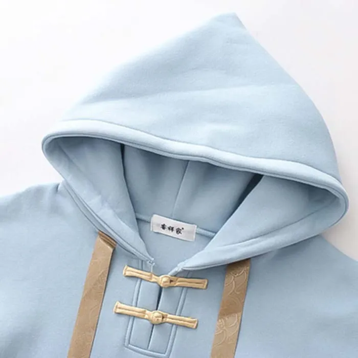 Casual Rabbit Embroidery Wave Print Hoodie