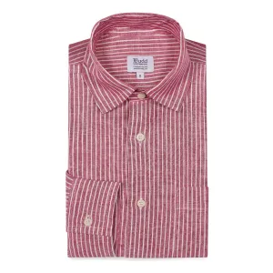 Casual Stripe Linen Shirt in Red and White