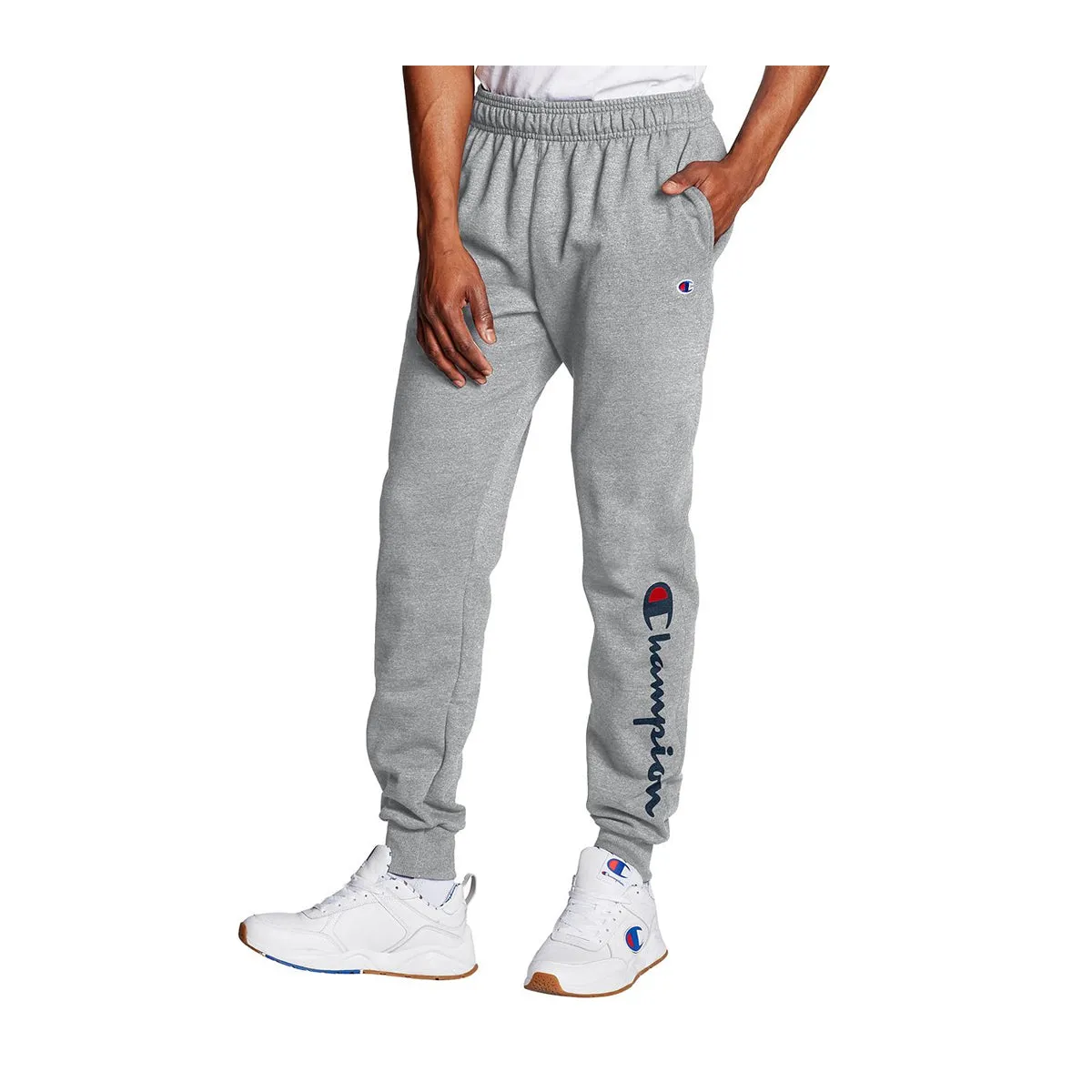 Champion Mens Powerblend Graphic Joggers GF22H586296-1IC Oxford Gray