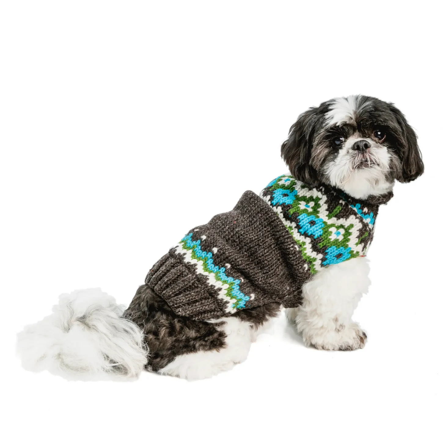 Charcoal Fairisle Wool Dog Sweater