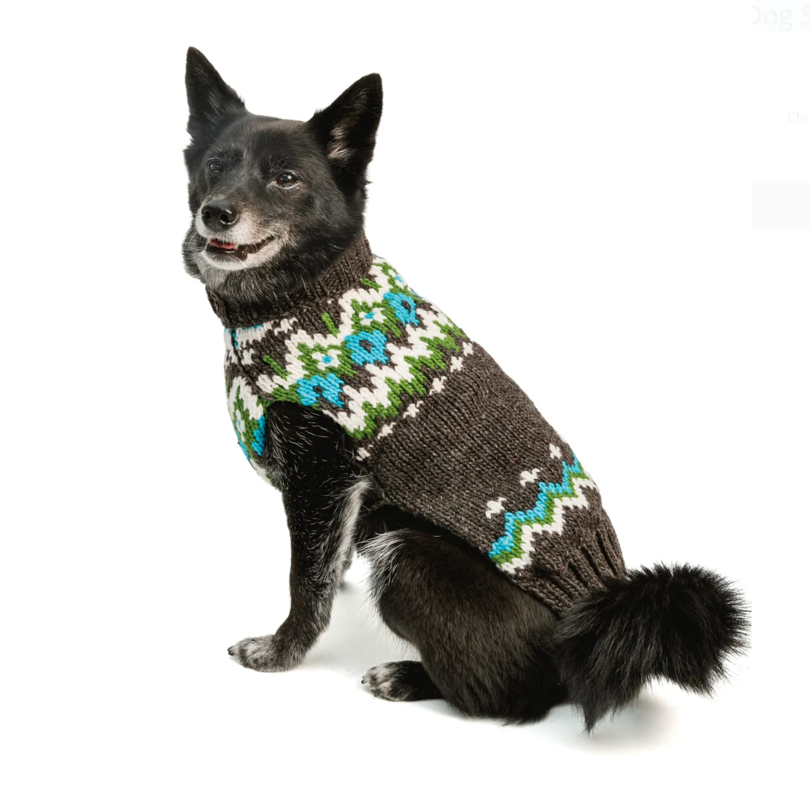 Charcoal Fairisle Wool Dog Sweater
