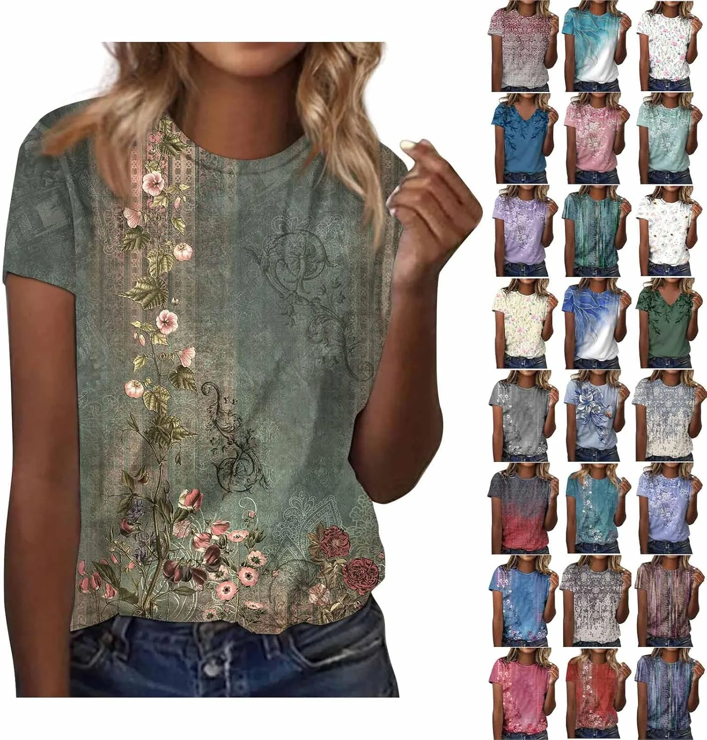 ChicCrate Womens Dressy Tops 2025 Summer Fashion Casual Short Sleeve Round Neck Boho T Shirts Beach Vacation Clothes