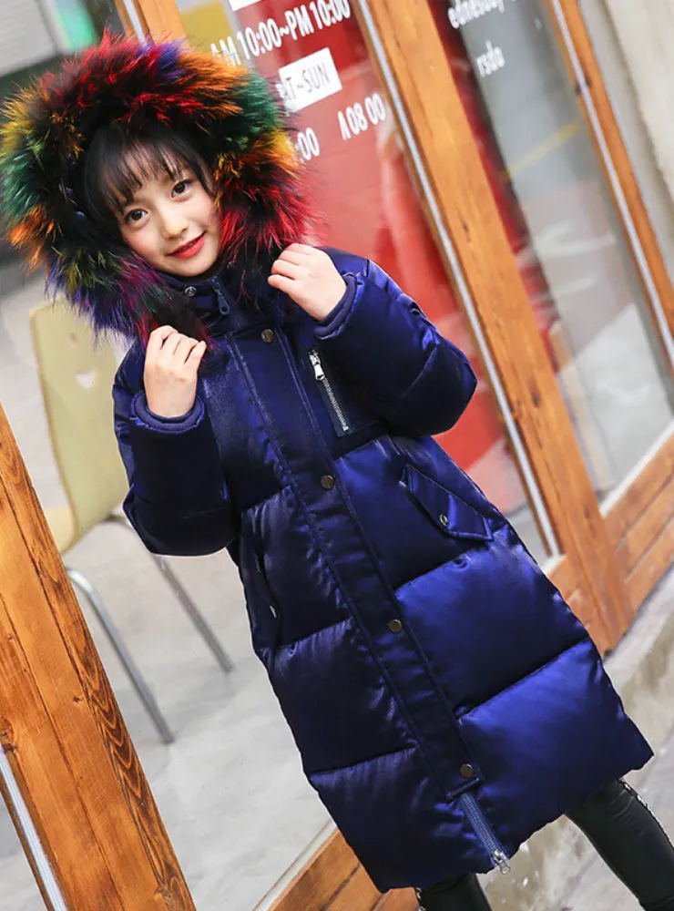 Children Outerwear Overcoat Hooded Colored Fur