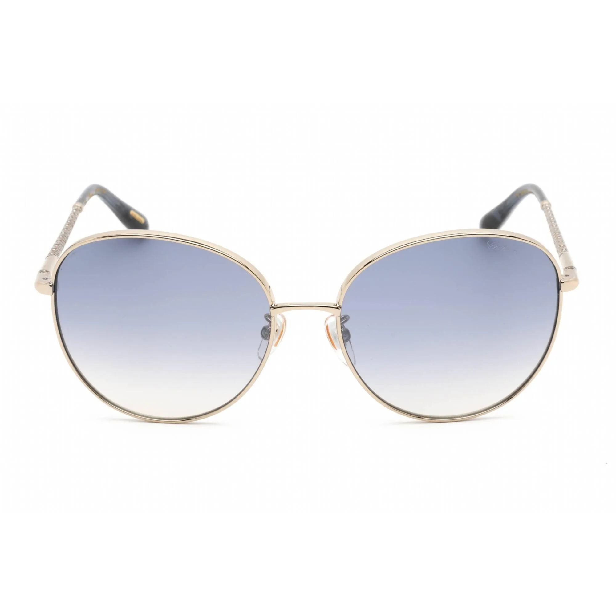 Chopard Men's Sunglasses - Full Rim Shiny Light Gold Metal Oval Frame | SCHF75V 594B