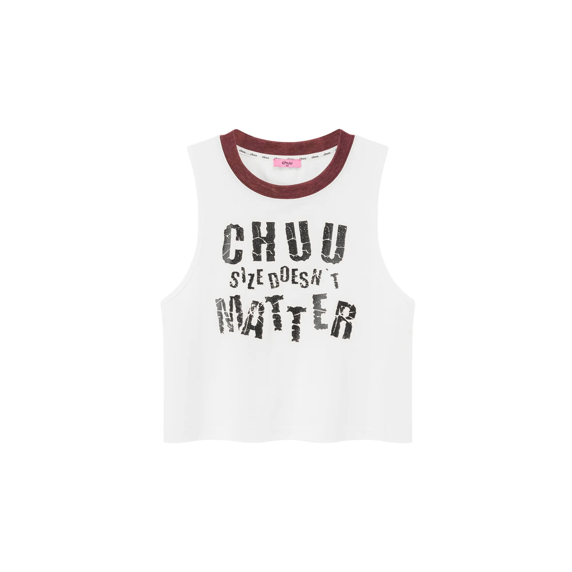 Chuu Size Doesnt Matter Colored Neck Sleeveless T-Shirt