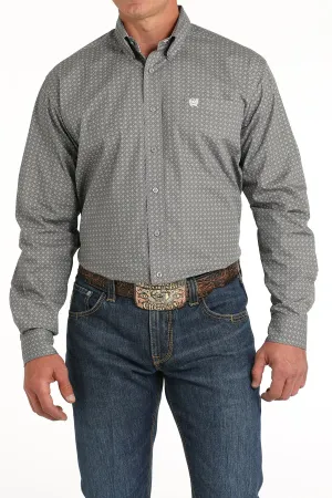 CINCH GREY DIAMOND DOT LONG SLEEVE SHIRT
