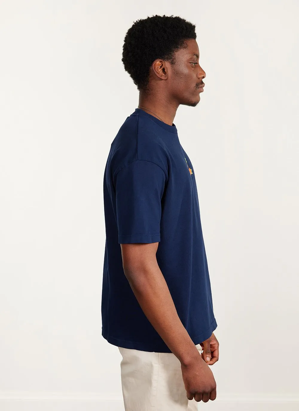 Citrus Oversized T Shirt | Embroidered Organic Cotton | Navy