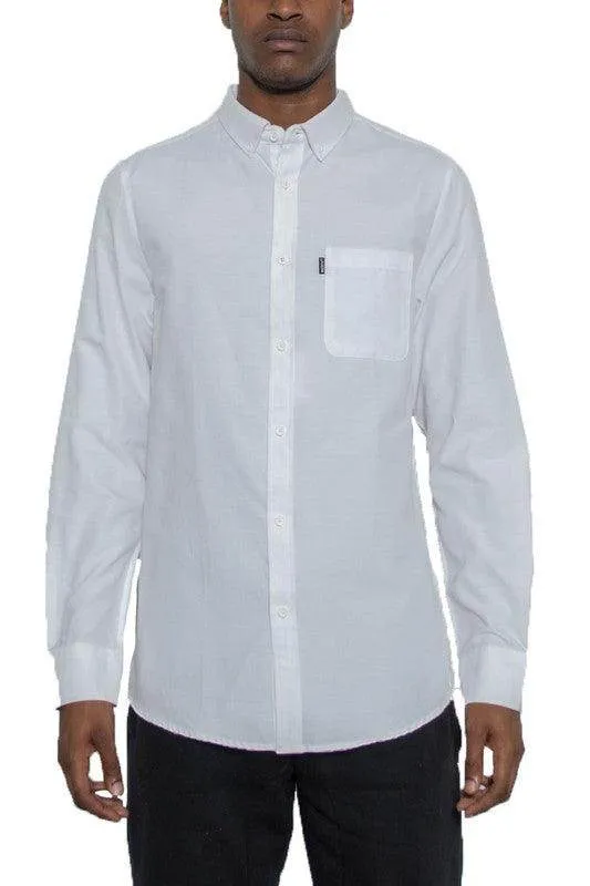Classic Solid Color Casual Long Sleeve Shirts Men