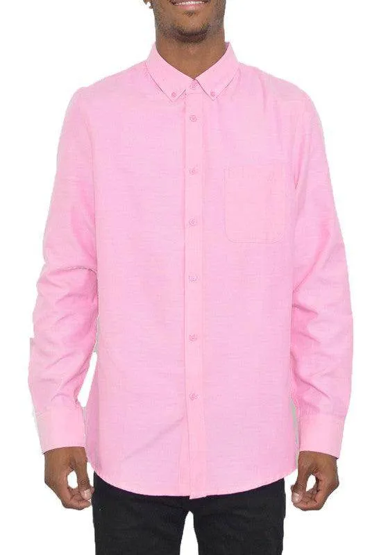 Classic Solid Color Casual Long Sleeve Shirts Men
