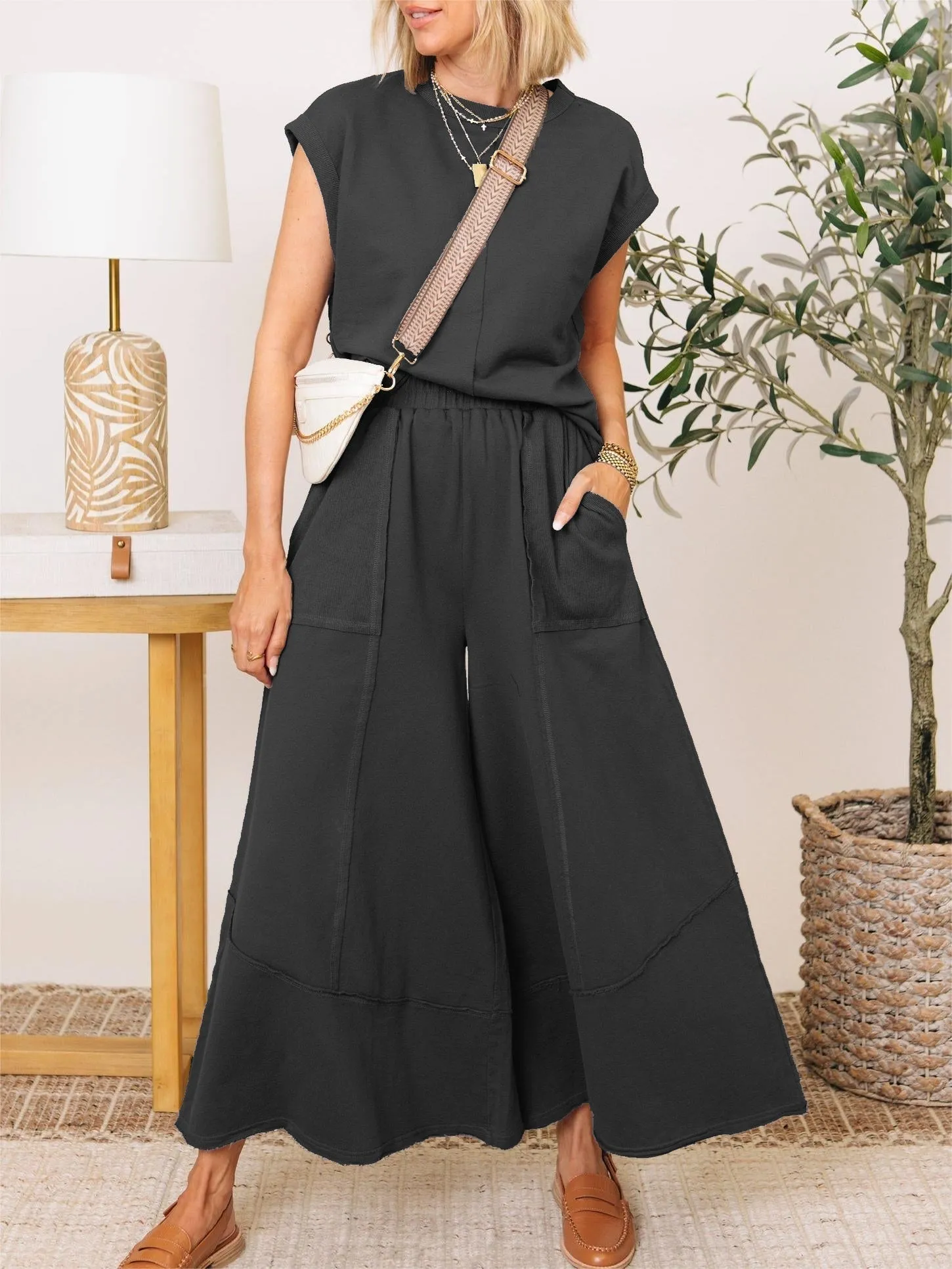 Clean Lines Top & Wide Leg Pants Set