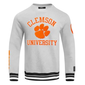 CLEMSON UNIVERSITY CLASSIC MEN'S STACKED LOGO CREWNECK (HEATHER GRAY/BLACK)
