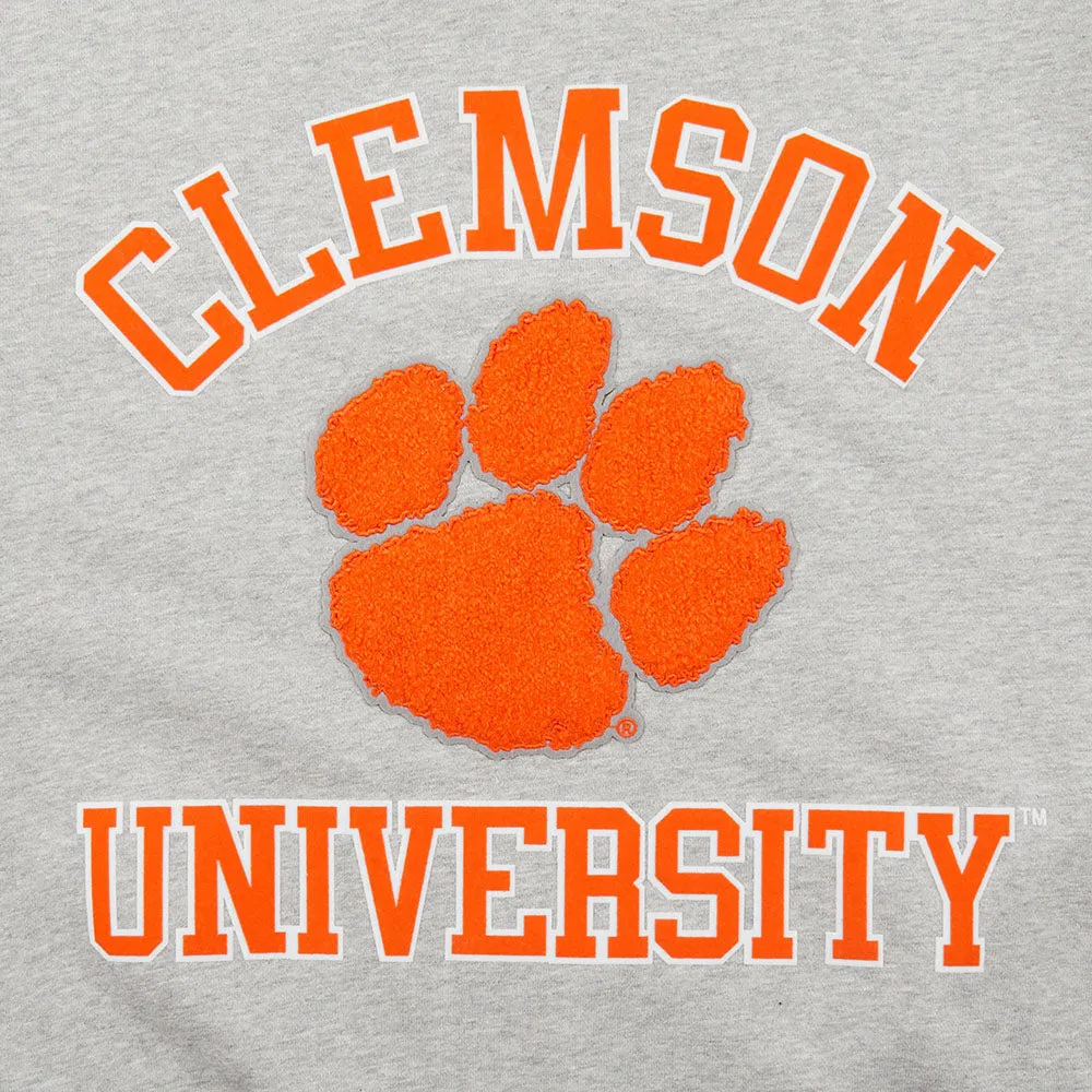 CLEMSON UNIVERSITY CLASSIC MEN'S STACKED LOGO CREWNECK (HEATHER GRAY/BLACK)