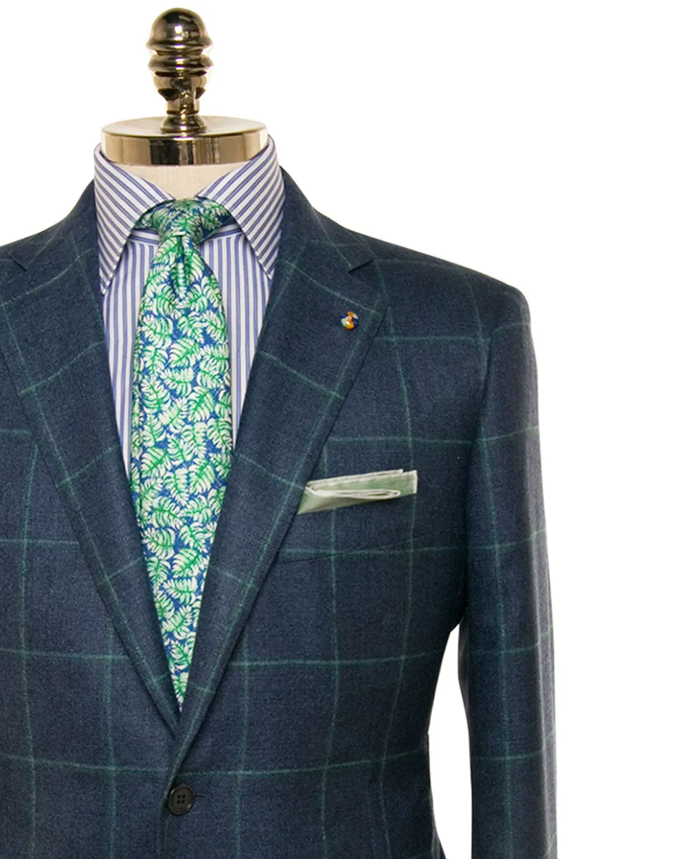 Cobalt and Green Windowpane Sportcoat