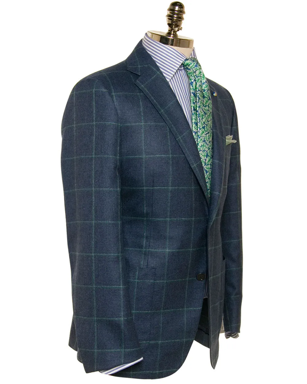 Cobalt and Green Windowpane Sportcoat