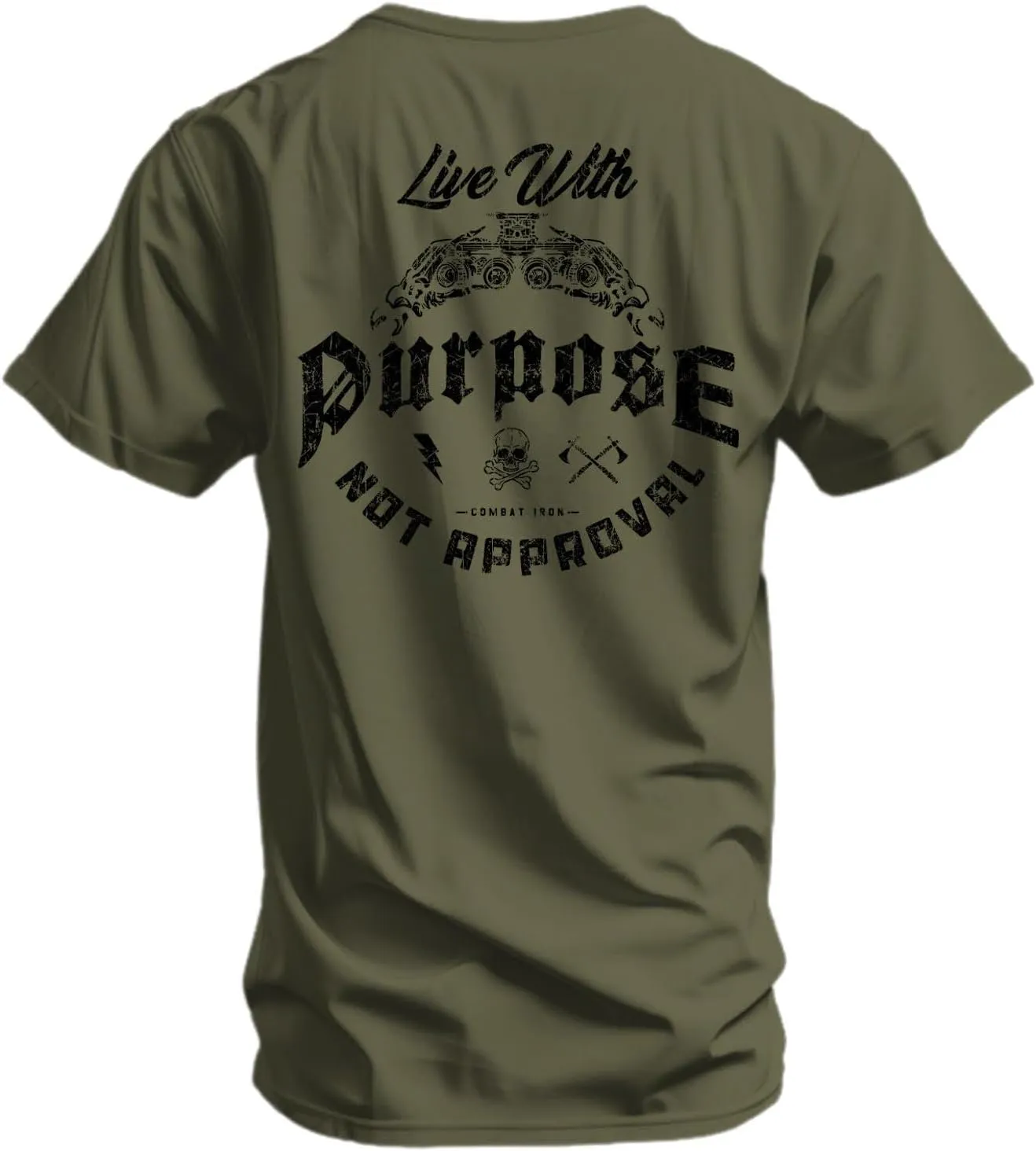 Combat Iron Men's Graphic T-Shirt | Live with Purpose, Not Approval | Cotton-Poly Blend