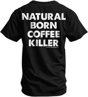 Combat Iron Men's Graphic T-Shirt | Natural Born Coffee Killer| Cotton-Poly Blend | Athletic Fit, Tagless Comfort