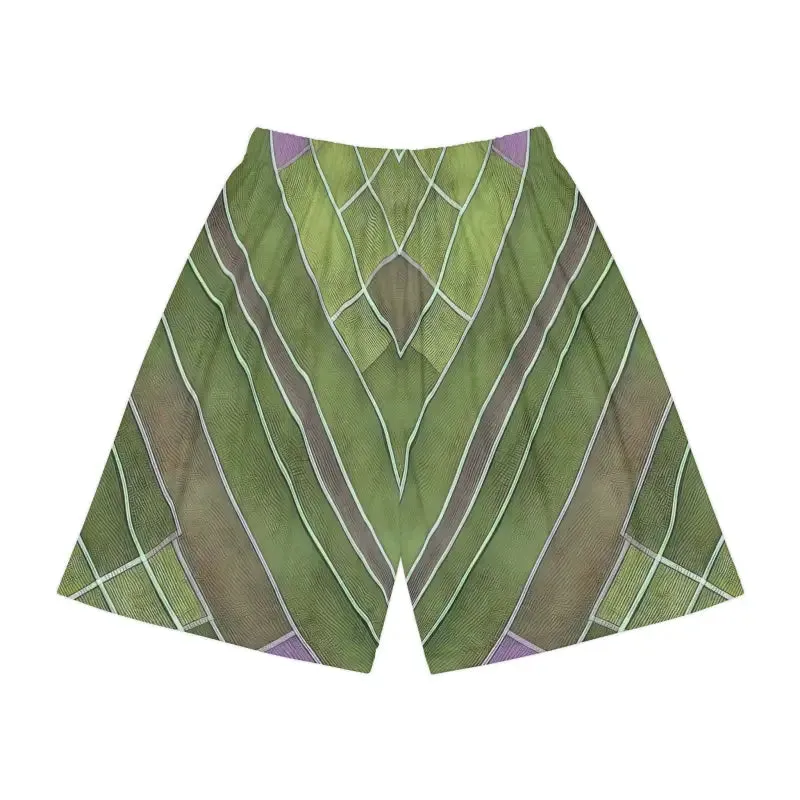 Comfy Green and Purple Men's Sports Shorts