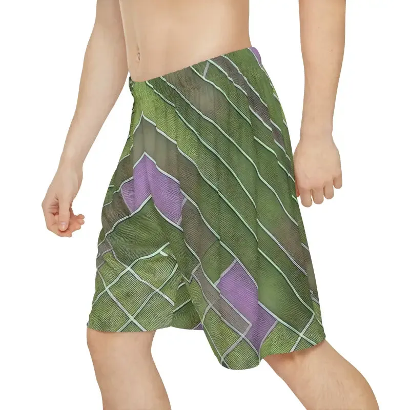 Comfy Green and Purple Men's Sports Shorts