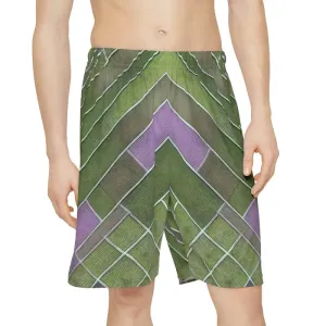 Comfy Green and Purple Men's Sports Shorts