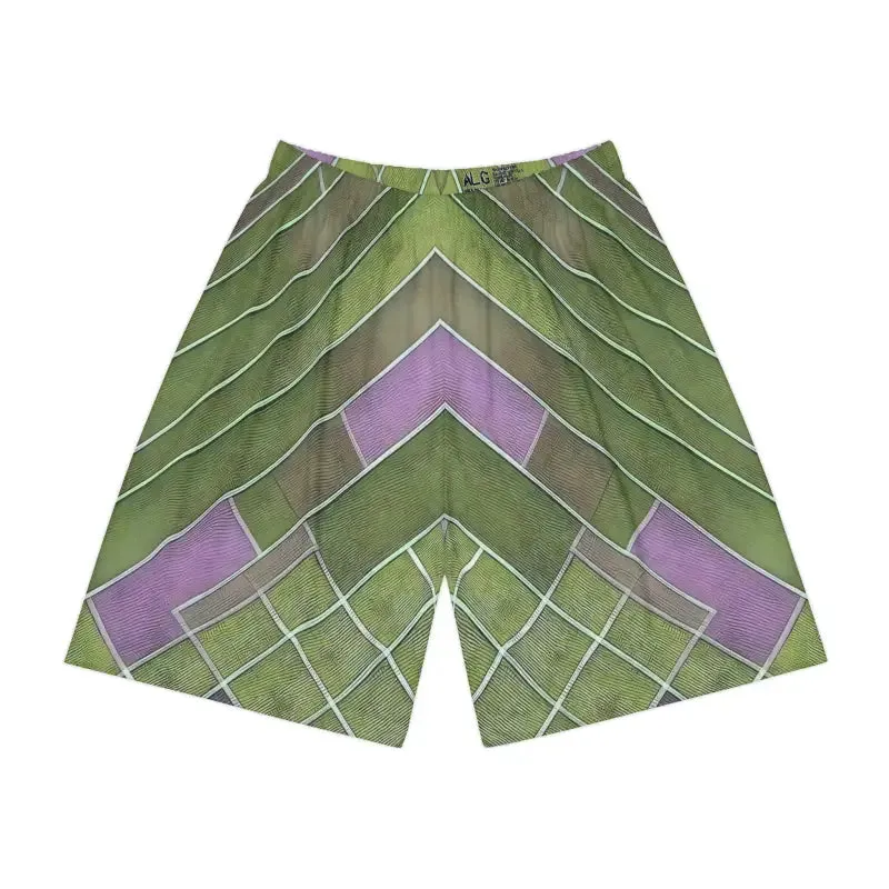 Comfy Green and Purple Men's Sports Shorts