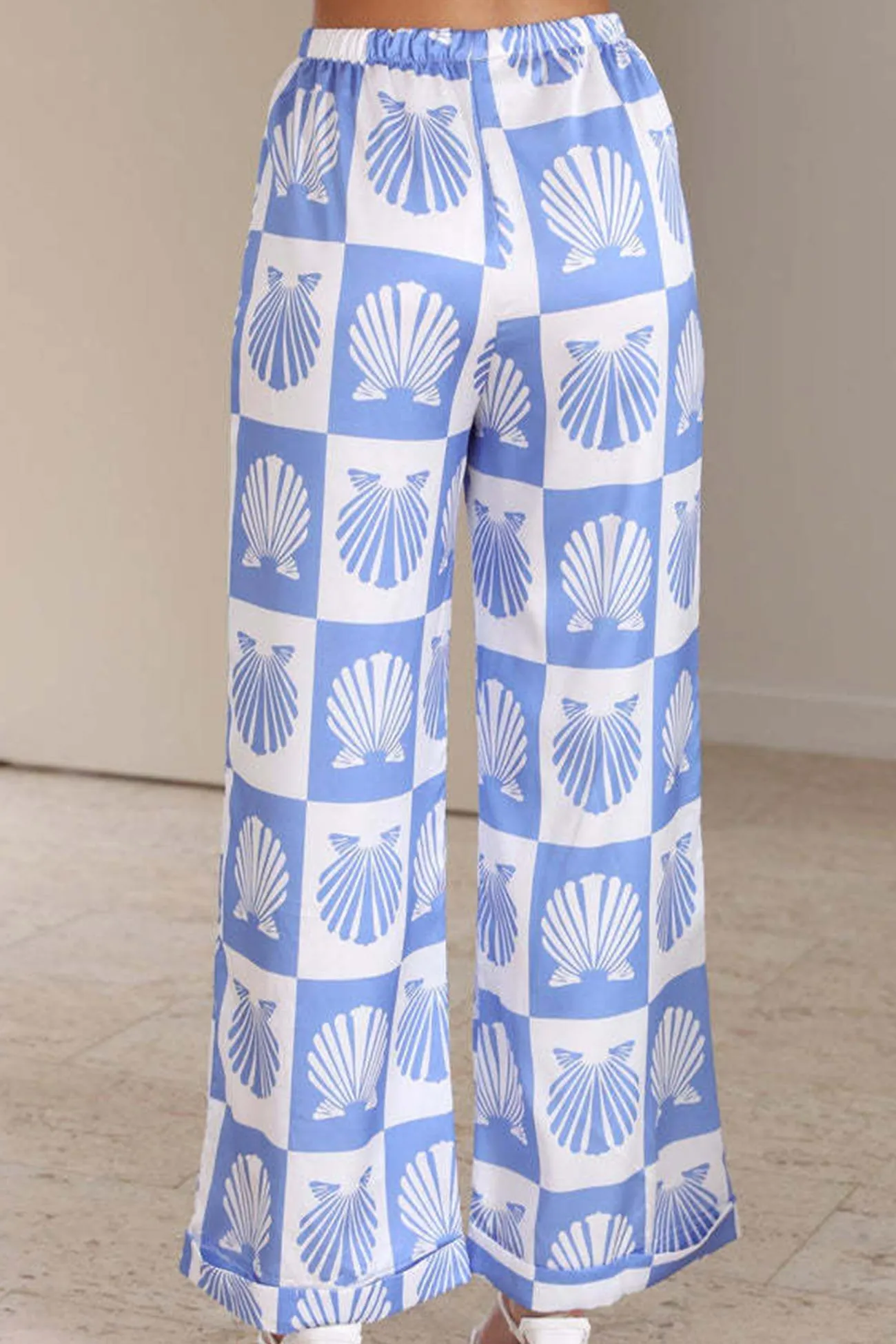 Contrast Printed Shirt Long Pants Suits
