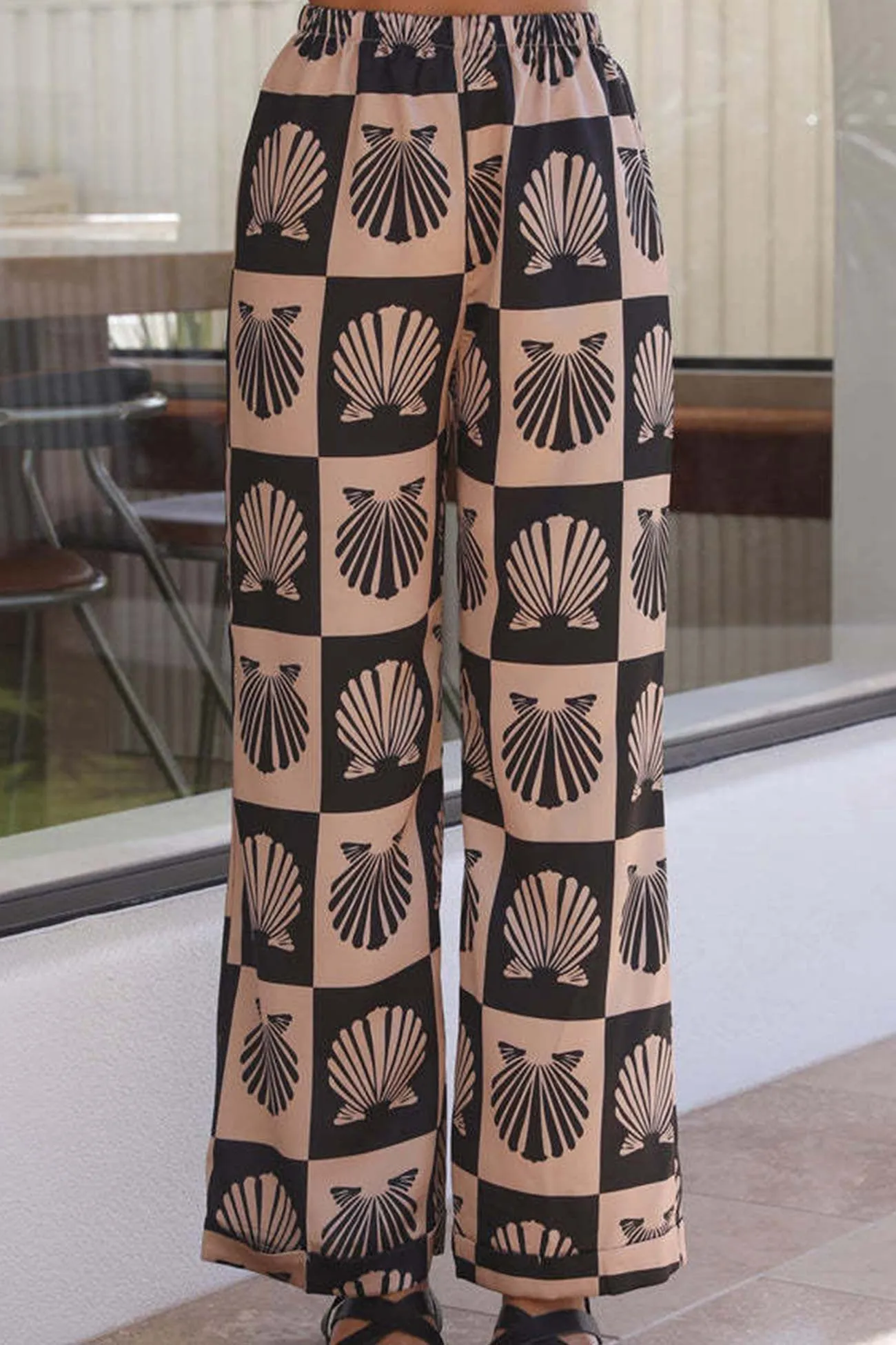Contrast Printed Shirt Long Pants Suits