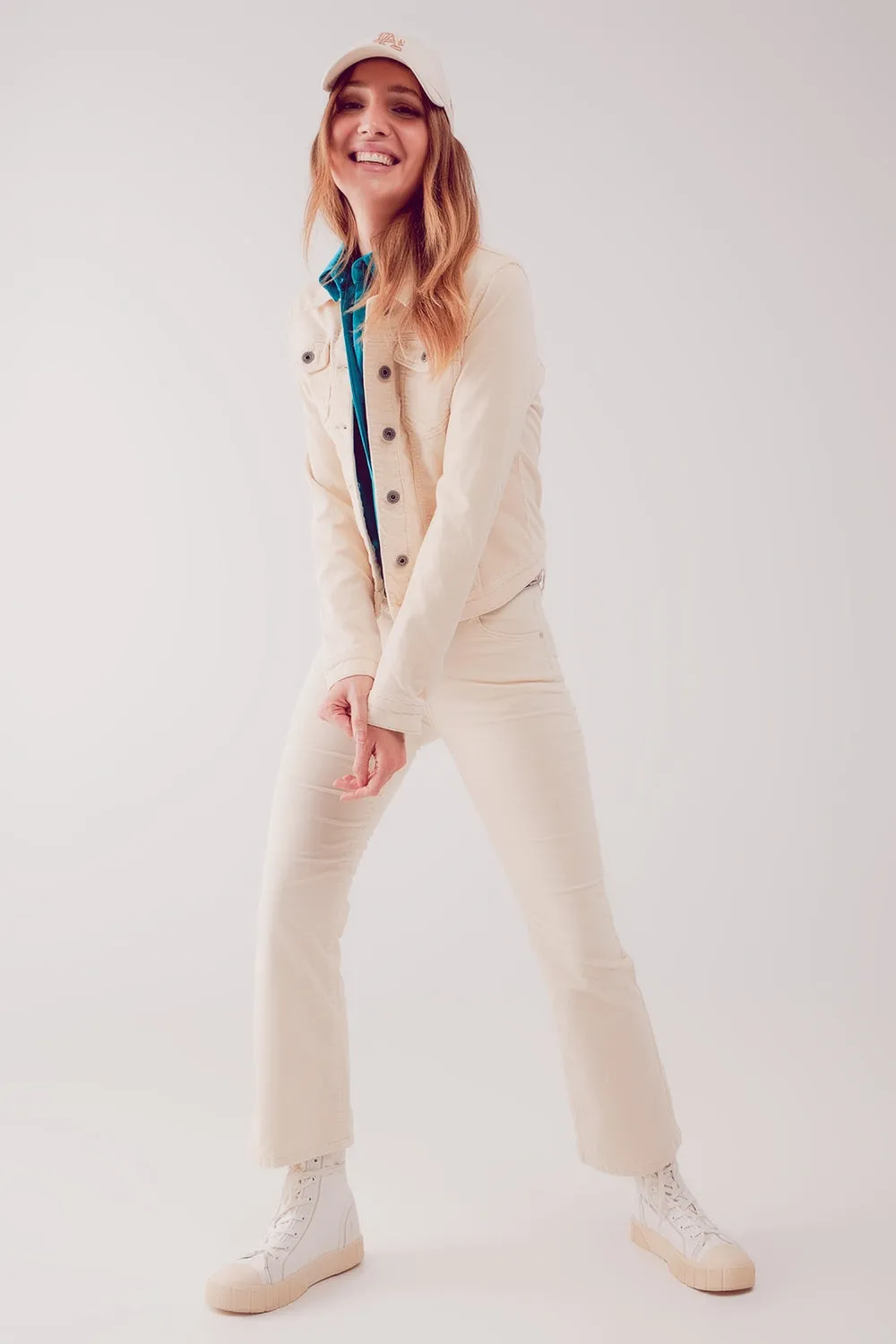 Cord jacket in beige