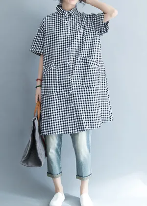 Cotton Black White Plaid Shirts