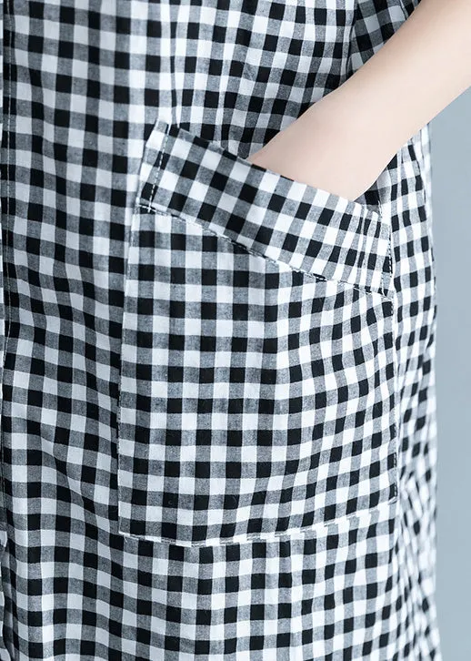 Cotton Black White Plaid Shirts
