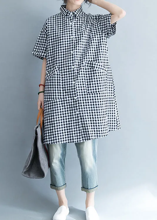 Cotton Black White Plaid Shirts