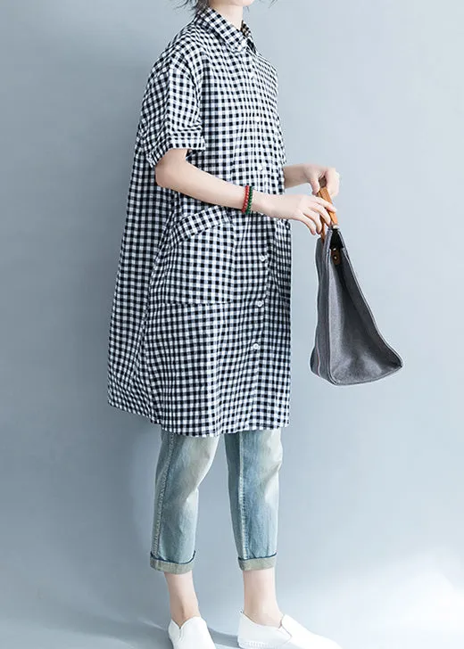 Cotton Black White Plaid Shirts