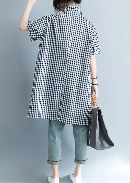 Cotton Black White Plaid Shirts