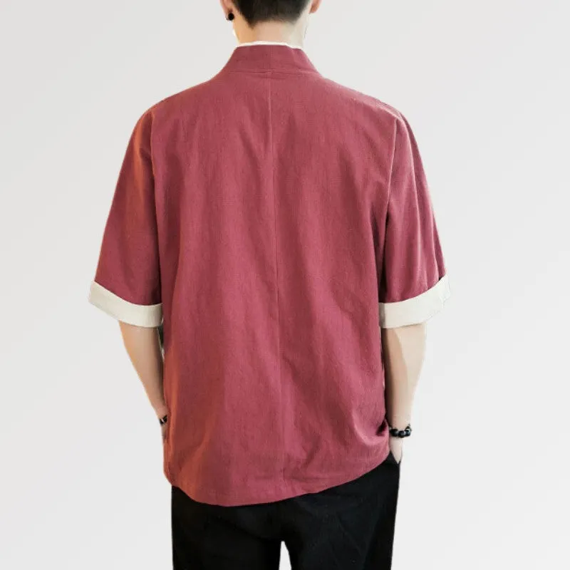 Cotton Kimono Jacket 'Red Hideki'