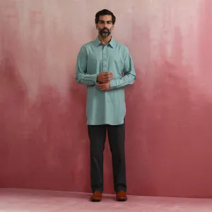 Cotton Kurta for Men | Aqua Blue | Shirt Collar