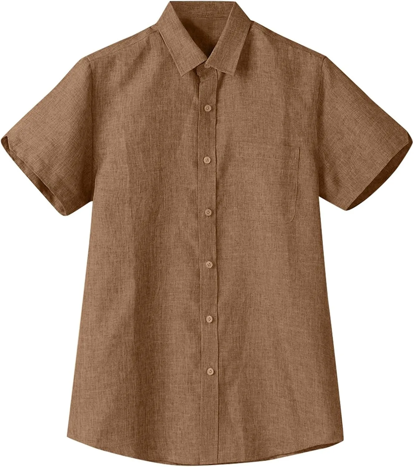 Cotton Lined Shirts for Men Short Sleeve Hawaiian Button Up T-Shirts Summer Solid Tee Shirt Beach Lapel Collared Tops