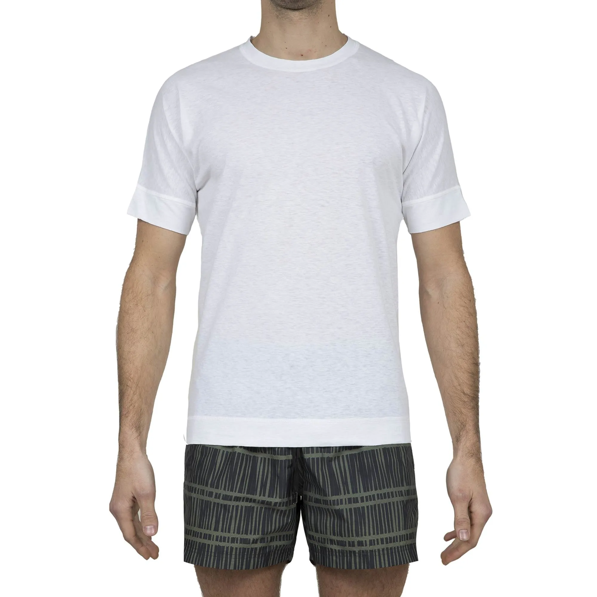 COTTON/LINEN JERSEY T-SHIRT WITH KIMONO STYLE SHORT SLEEVES