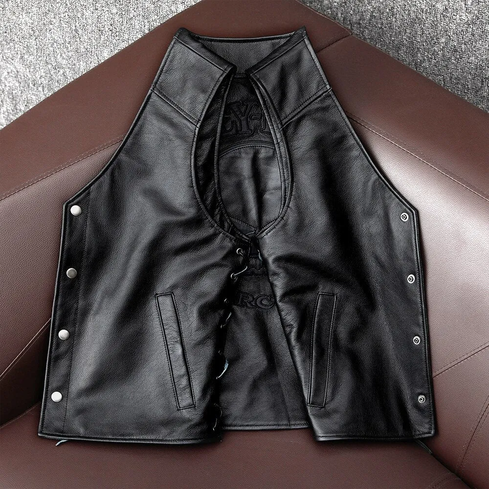 Cowhide Men's Genuine Leather Jacket Leather Vest