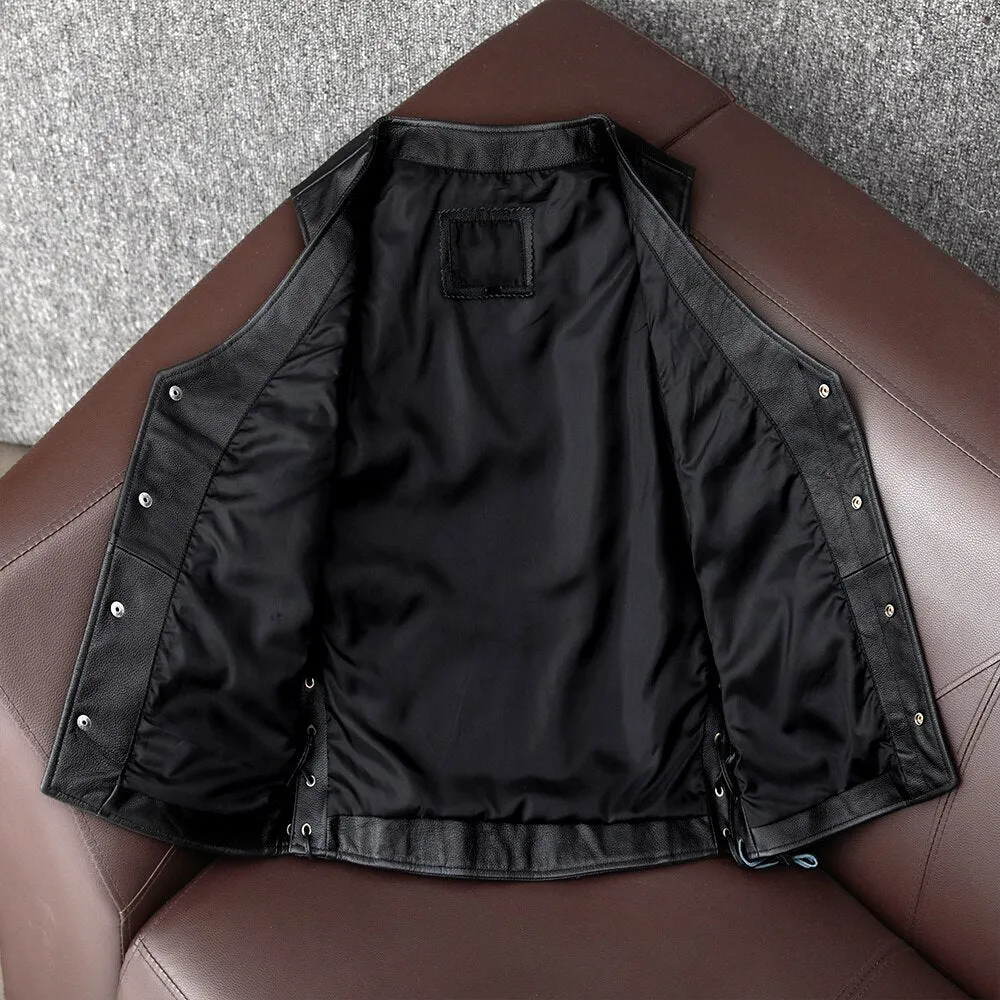 Cowhide Men's Genuine Leather Jacket Leather Vest