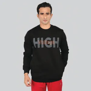 Crew Neck Graphic Print SweatShirt - Black